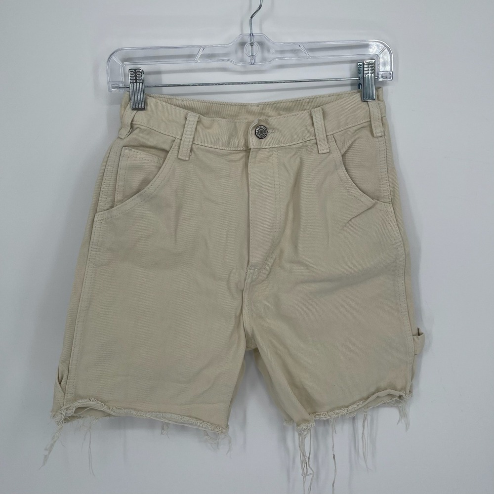 J. Galt Women's Beige Carpenter Raw Hem Denim Shorts Size Small